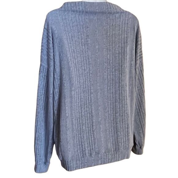Hello Nite Sweater Sz Small Heather Blue Mock Neck Ribbed Soft Pullover NWT - Picture 4 of 8